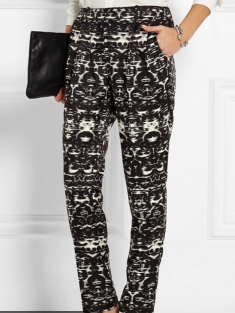 J. Crew Black and White Printed Skinny Pants